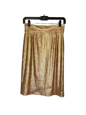 Antonio Melani Gold Pencil Skirt Sz 4 Sequined Snake Print Knee Length Sexy Zip